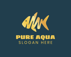 Gold Abstract Fish logo design