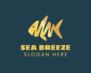 Gold Abstract Fish logo design