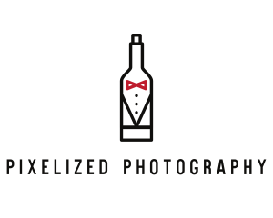 Drink Bottle Tuxedo Suit logo design