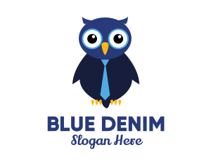 Cute Blue Owl logo design