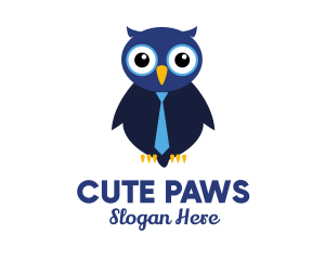 Cute Blue Owl logo design