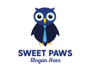 Cute Blue Owl logo design