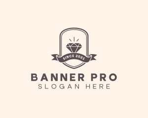 Diamond Gem Jewel Banner logo design