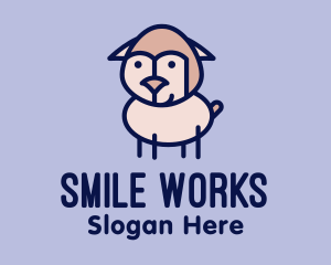 Cute Smiling Sheep  logo design