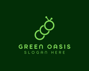 Minimalist Green Caterpillar logo design