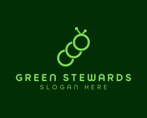 Minimalist Green Caterpillar logo design