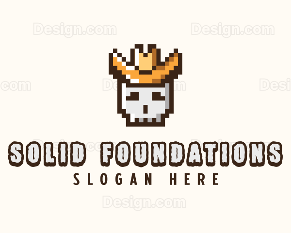 Pixelated Cowboy Skull Logo