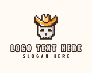 Pixelated Cowboy Skull logo