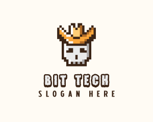 Pixelated Cowboy Skull logo design