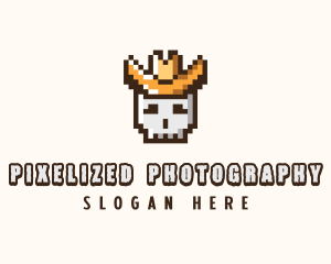 Pixelated Cowboy Skull logo design