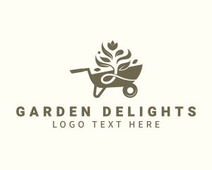 Gardening Wheelbarrow Plant logo design