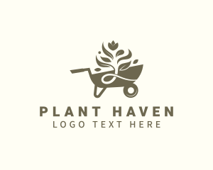 Gardening Wheelbarrow Plant logo design