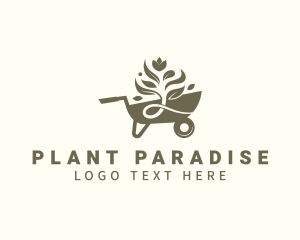 Gardening Wheelbarrow Plant logo design