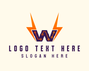 Electrical Lightning Letter W logo