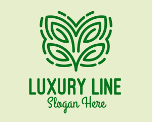 Leaf Butterfly Line Art logo design