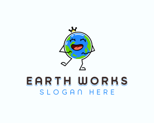 Crown Planet Earth logo design