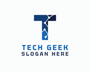 Cyber Tech Letter T logo design