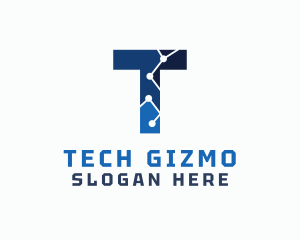 Cyber Tech Letter T logo design