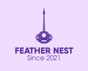 Purple Guitar Feathers logo design