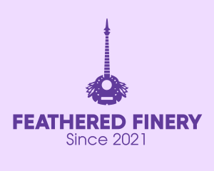 Purple Guitar Feathers logo design