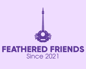 Purple Guitar Feathers logo design