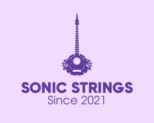 Purple Guitar Feathers logo