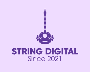 Purple Guitar Feathers logo design