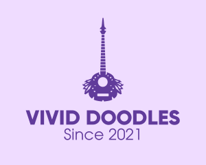 Purple Guitar Feathers logo design