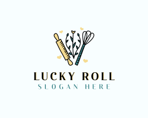 Baker Rolling Pin Whisk logo design