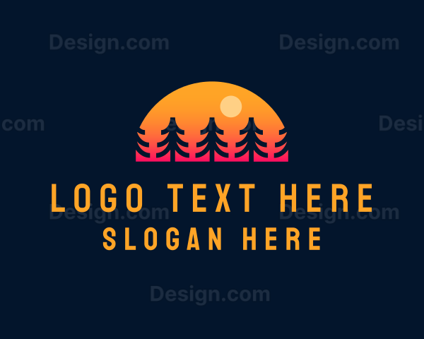 Sunset Pine Tree Forest Logo