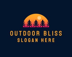 Sunset Pine Tree Forest logo design