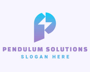 Gradient Lightning Letter P logo design