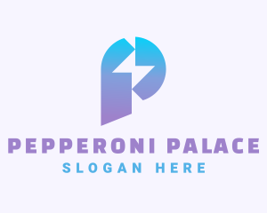 Gradient Lightning Letter P logo design