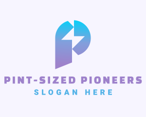 Gradient Lightning Letter P logo design