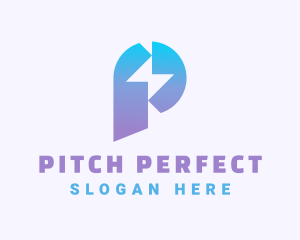 Gradient Lightning Letter P logo design