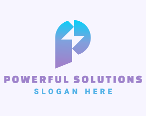 Gradient Lightning Letter P logo design