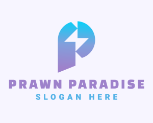 Gradient Lightning Letter P logo design