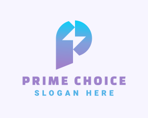 Gradient Lightning Letter P logo design