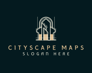 Cityscape Building Blueprint logo design