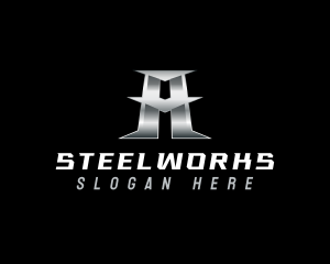 Industrial Metallic Steel Letter A logo