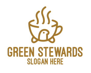 Stroke Brown Turtle Coffee logo design