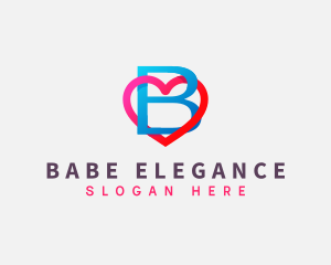 Valentine Heart Letter B logo design