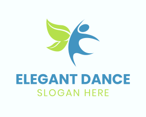 Dancing Human Leaf Wings logo design