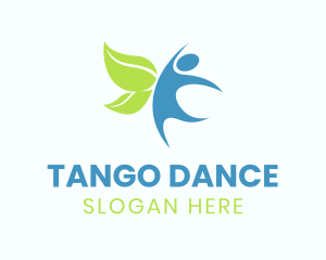 Dancing Human Leaf Wings logo design