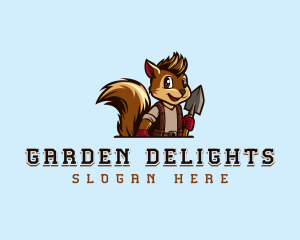 Squirrel Gardener Shovel logo design