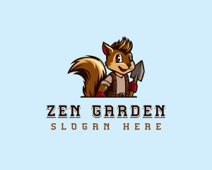 Squirrel Gardener Shovel logo design