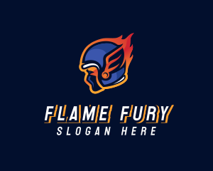 Raging Helmet Flame logo design