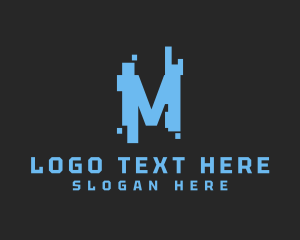 Digital Glitch Letter M logo