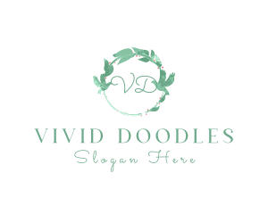 Dove Wedding Watercolor Wreath  logo design