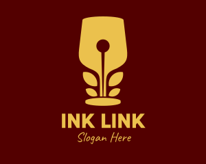 Gold Wine Glass Nib logo design